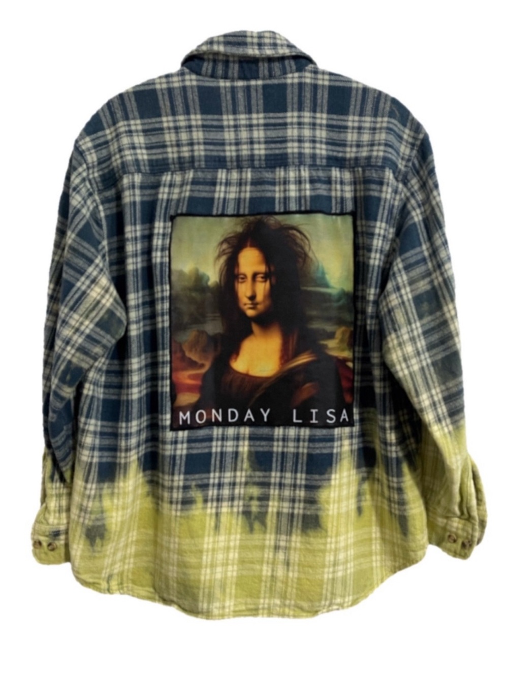 Upcycled “Monday Lisa” Plaid Dip-Dye Heavy Cotton Flannel